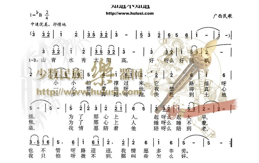 知道不知道(葫芦丝谱)