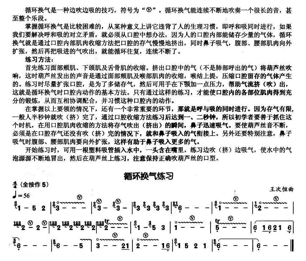 葫芦丝基本技巧练习曲——循环换气