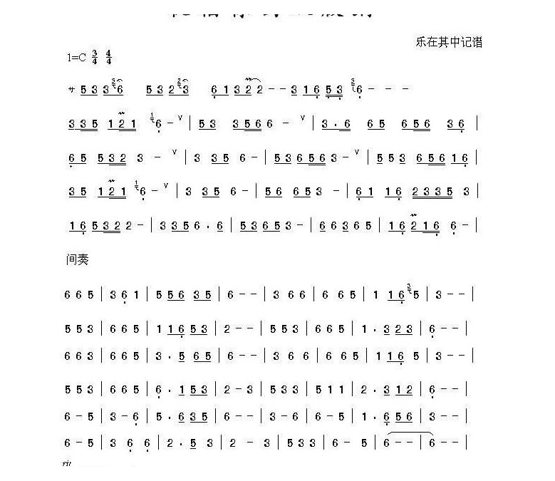 祝福你西双版纳(葫芦丝谱)