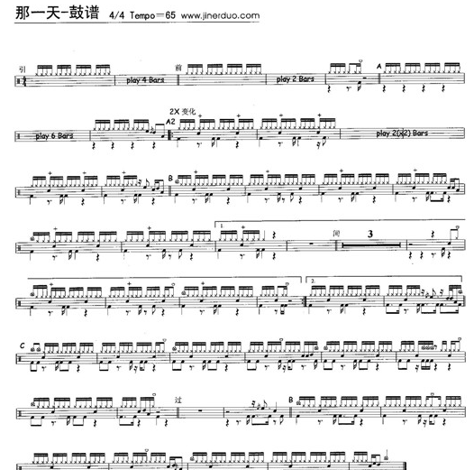 那一天的架子鼓谱。