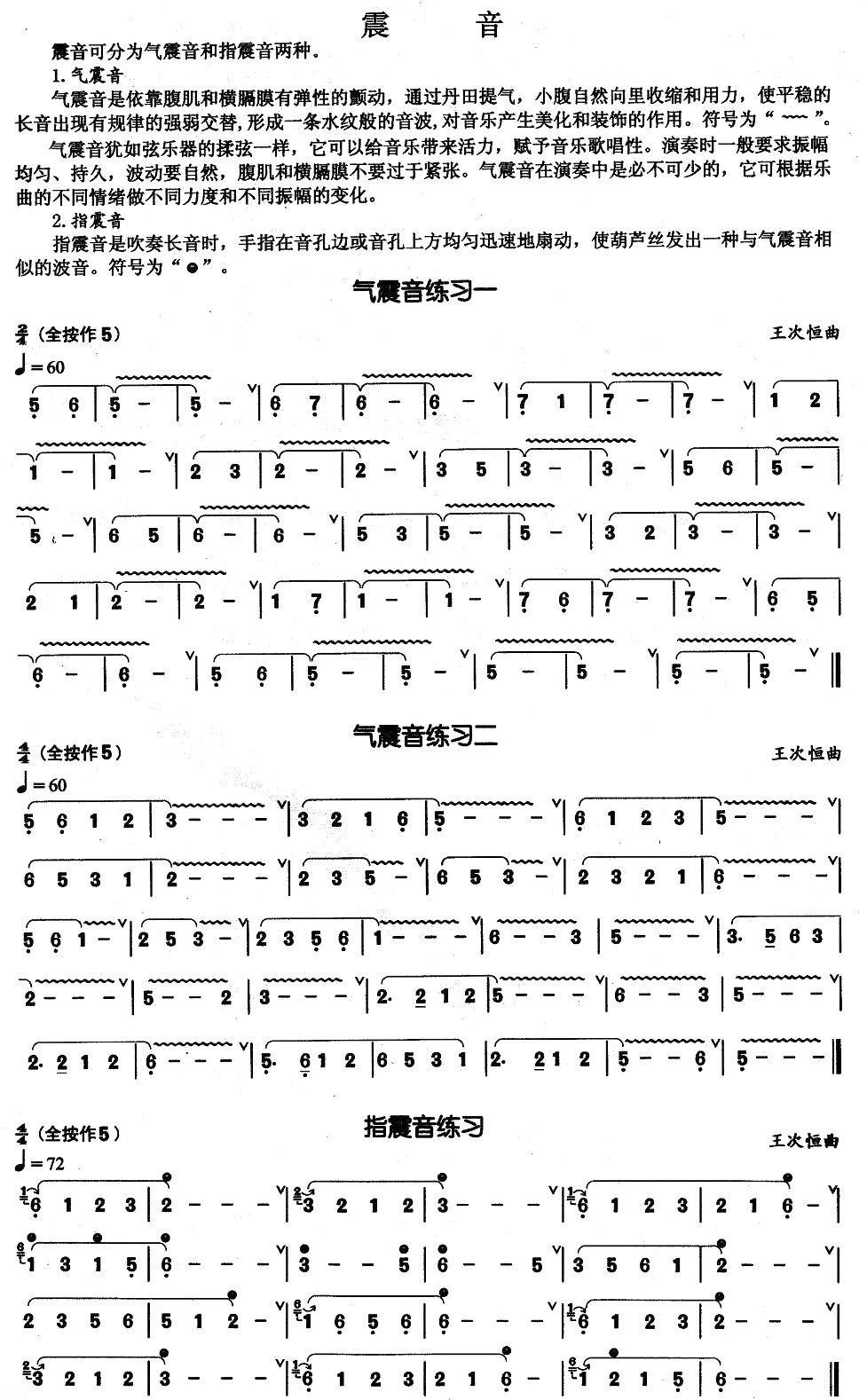 葫芦丝基本技巧练习曲--震音