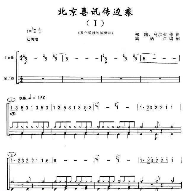 北京喜讯传边寨(架子鼓谱)
