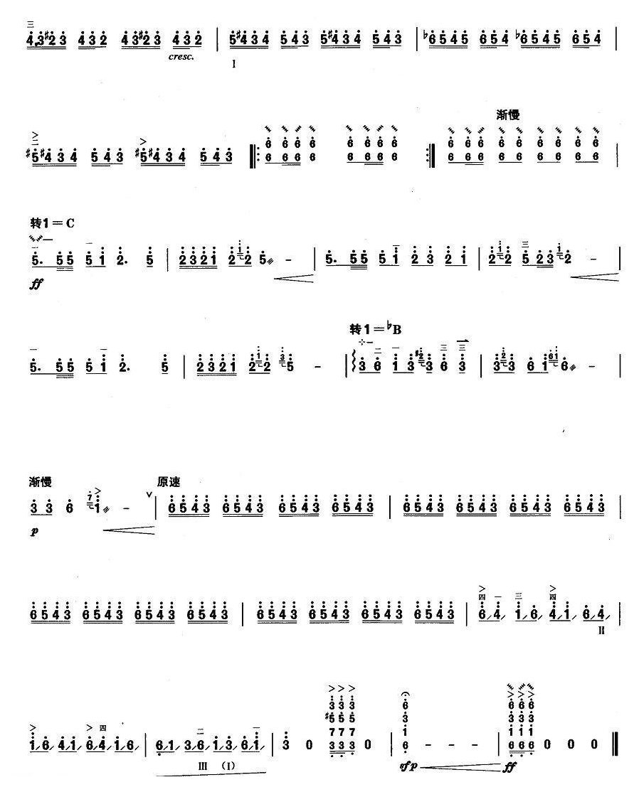 柳琴考级曲谱【柳琴考级曲目七级:冬猎(鄂伦春族)】