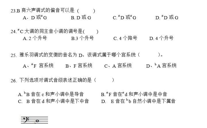 2011年星海音乐学院音乐乐理试题A卷