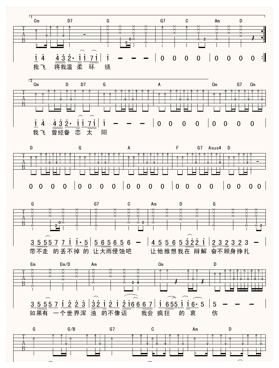 陈绮贞《鱼》吉他谱2 陈绮贞《鱼》吉他谱2