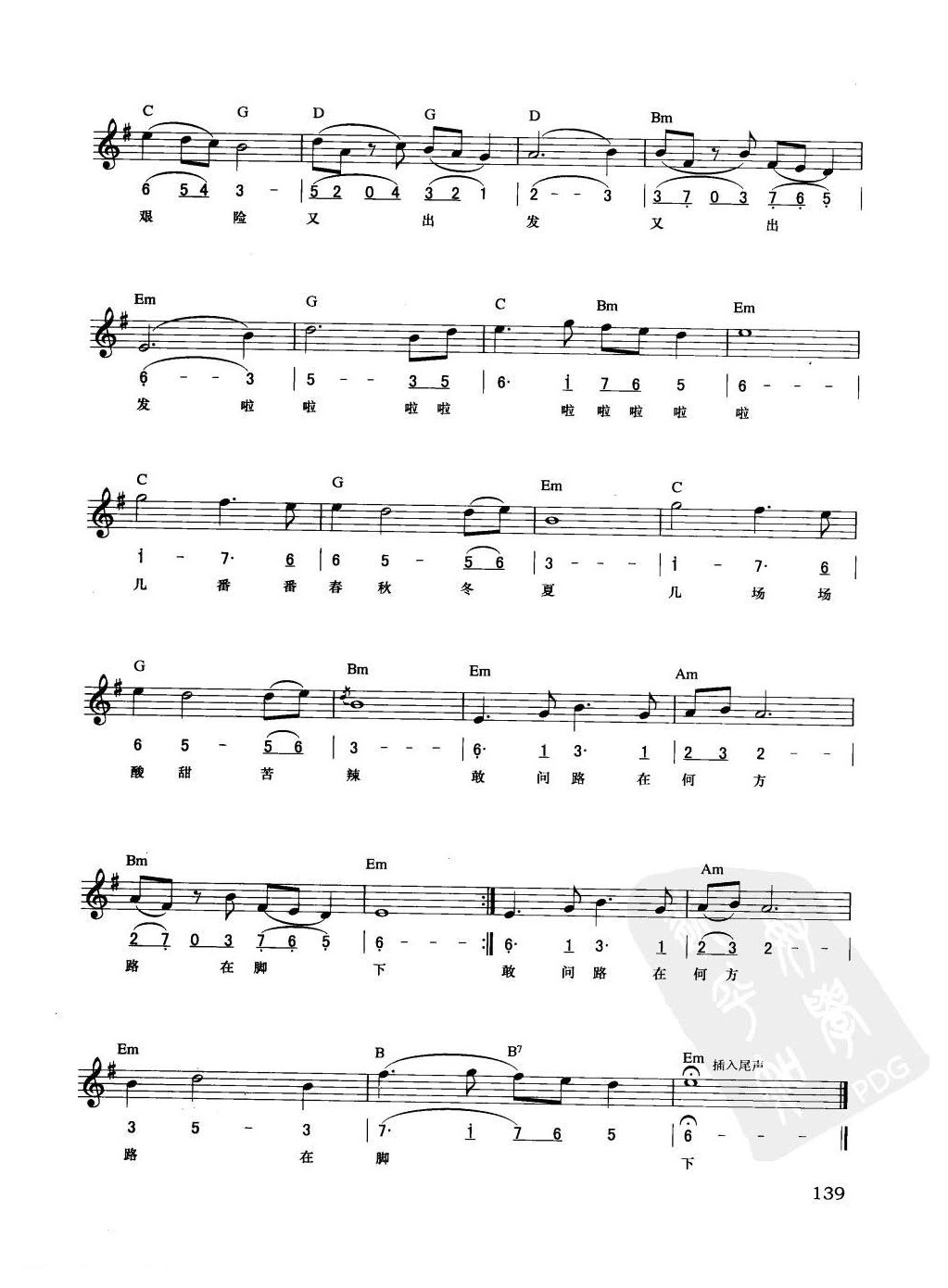 电子琴弹唱乐曲谱【敢问路在何方】