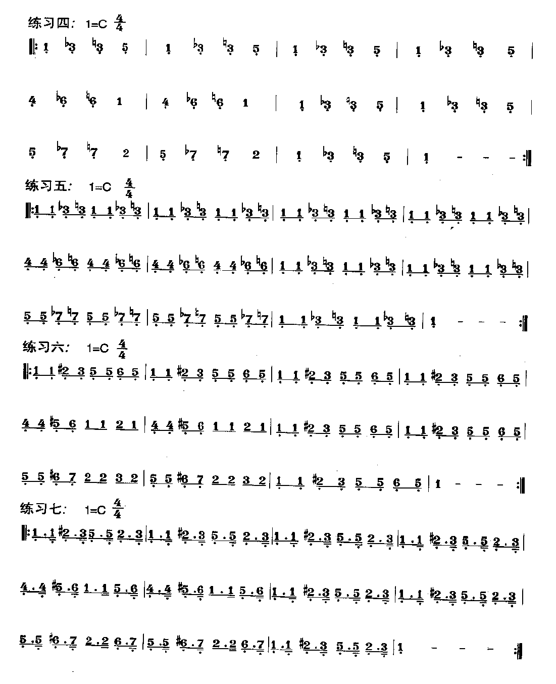 贝司蓝调音符及基本练习《什么叫蓝调/三音/五音/七音/综合练习》