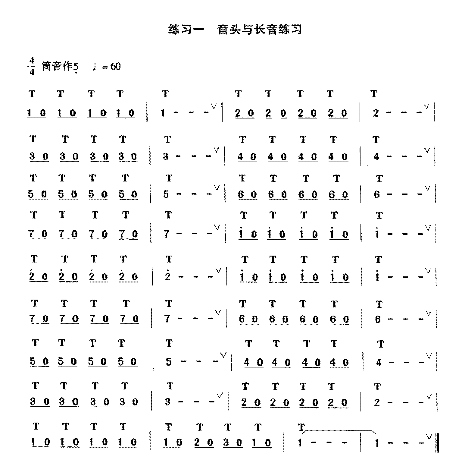 箫音头与长音练习