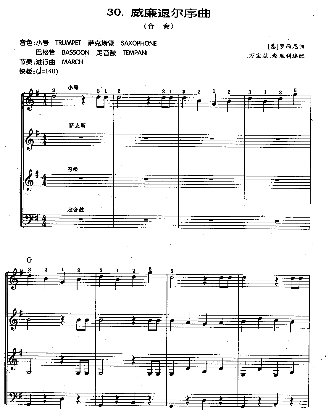 少儿电子琴初级练习曲谱《威廉退尔序曲》合奏1