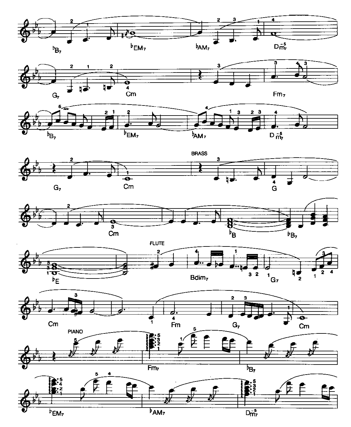 电子琴乐曲谱《秋叶》五线谱