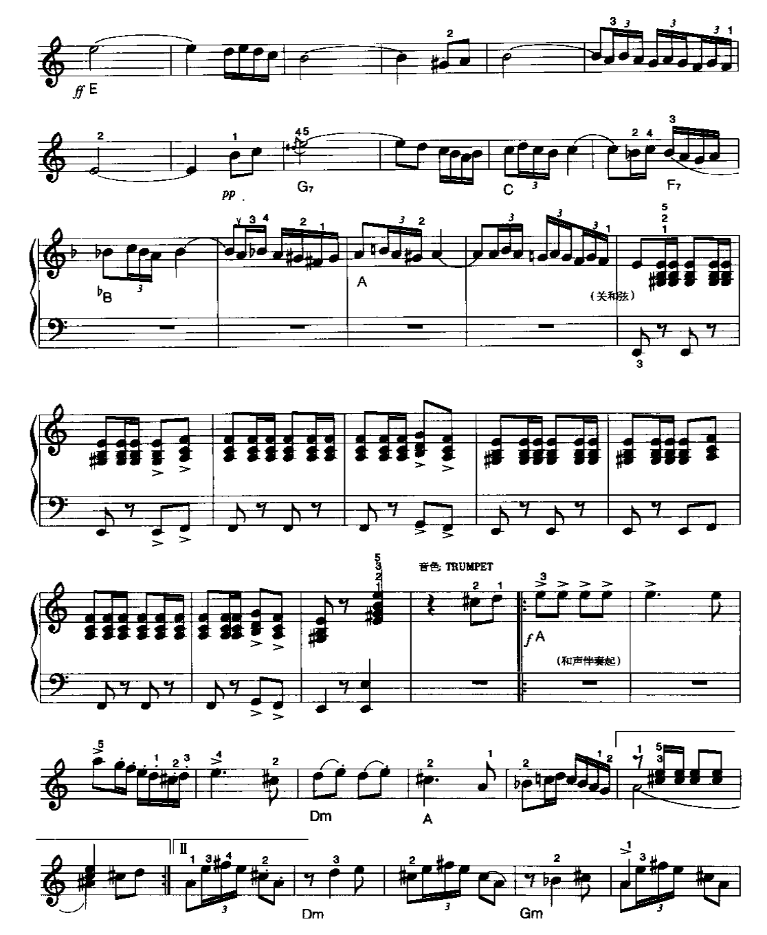 电子琴乐曲谱《西班牙斗牛舞》五线谱