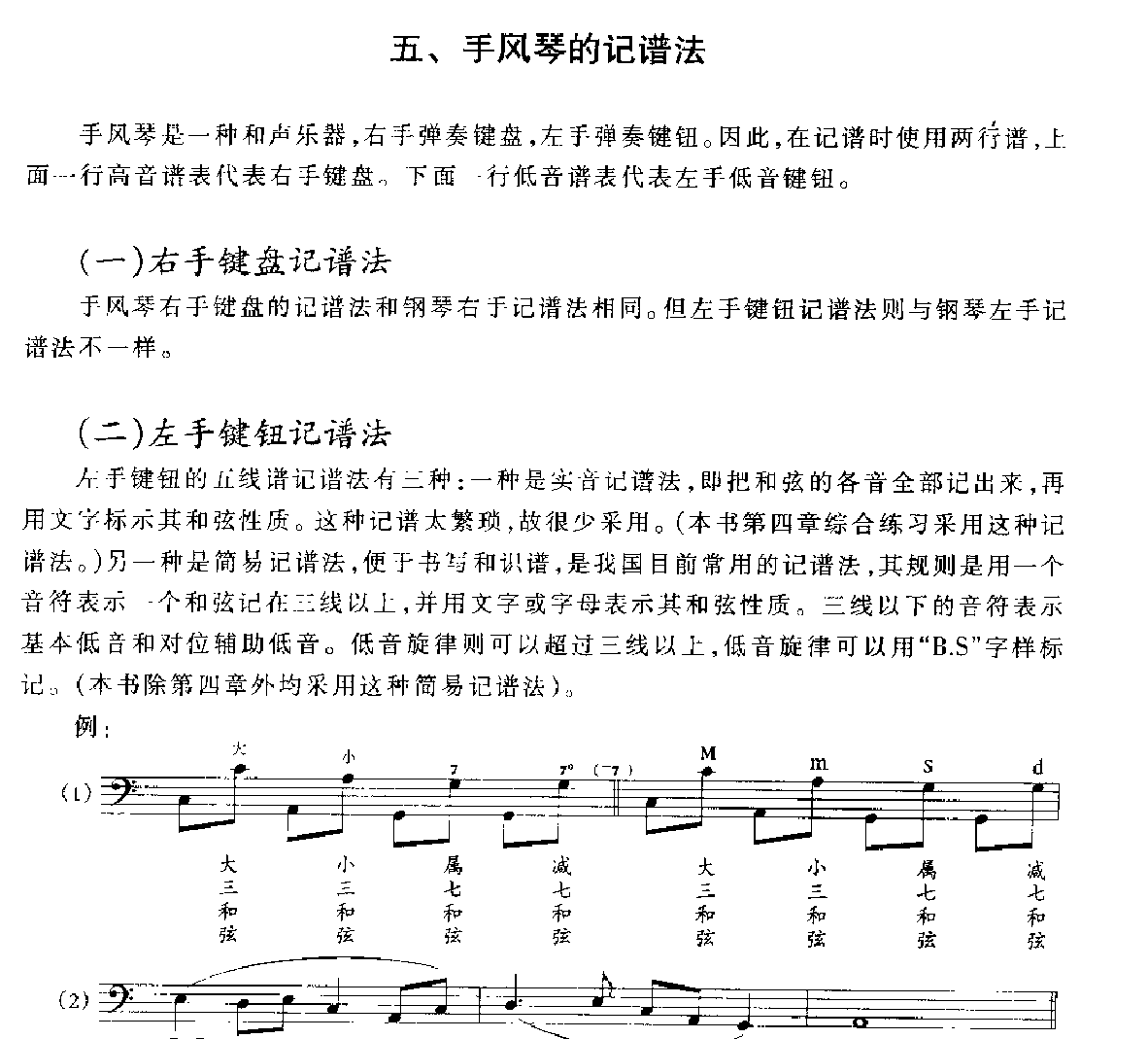 手风琴的记谱法