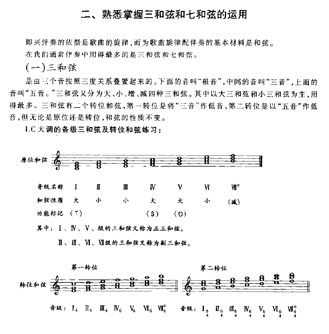 熟悉掌握三和弦和七和弦的运用