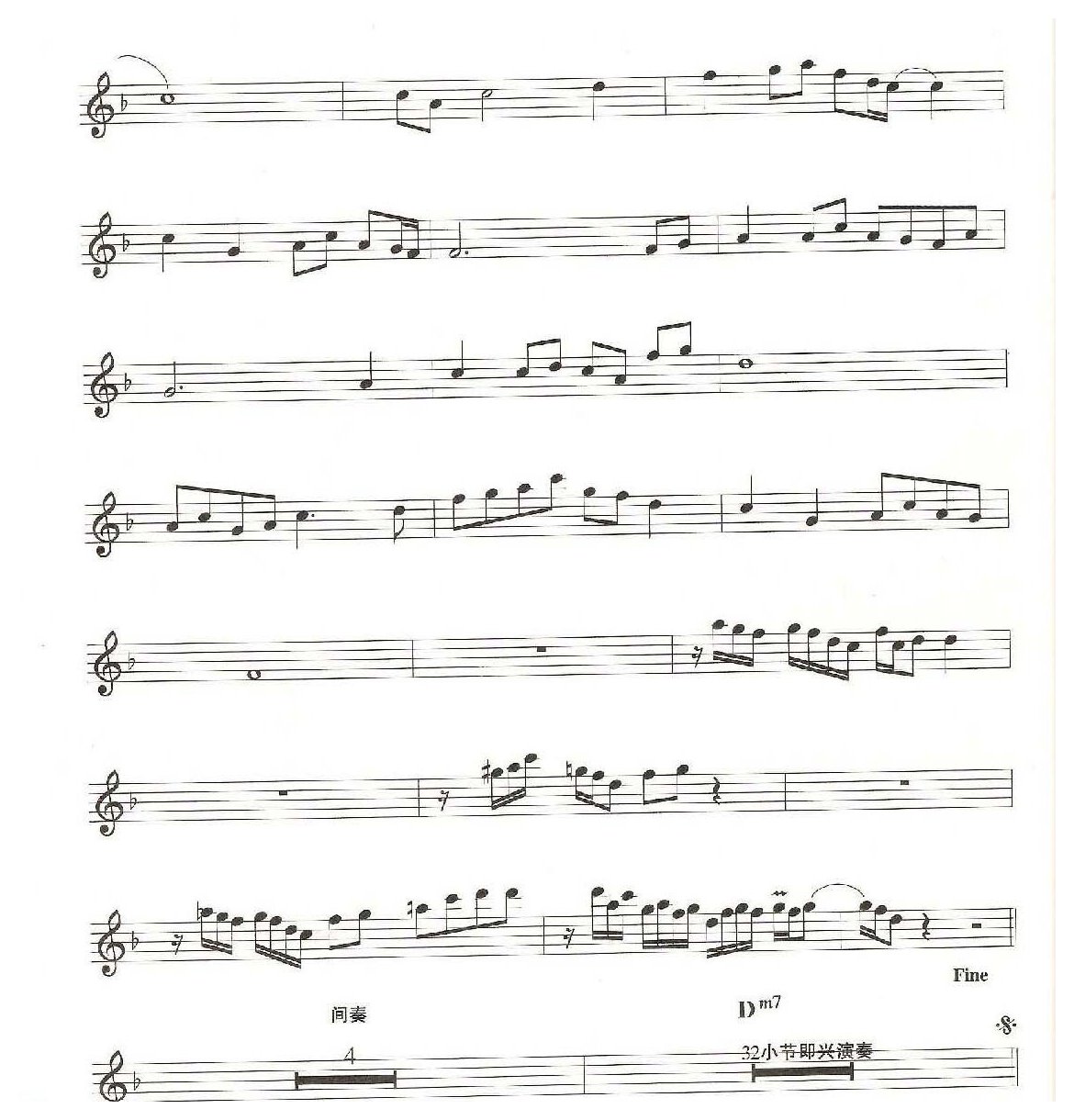 萨克斯乐曲谱《茉莉花》bB/bE
