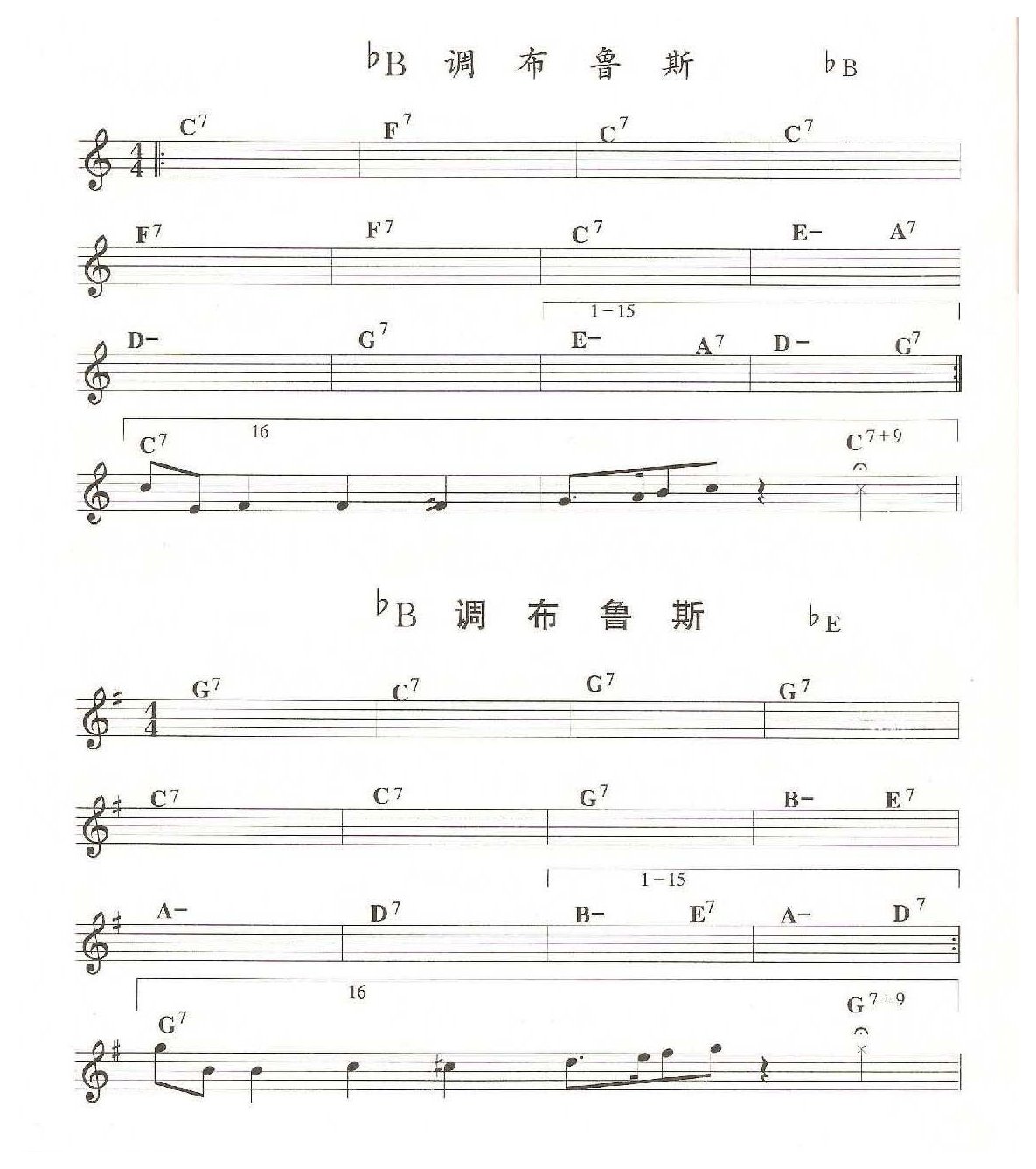 萨克斯乐曲谱《bB调布鲁斯》bB/bE