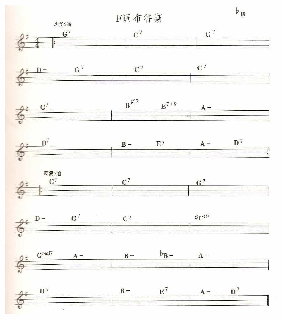 萨克斯乐曲谱《F调布鲁斯》bB/bE