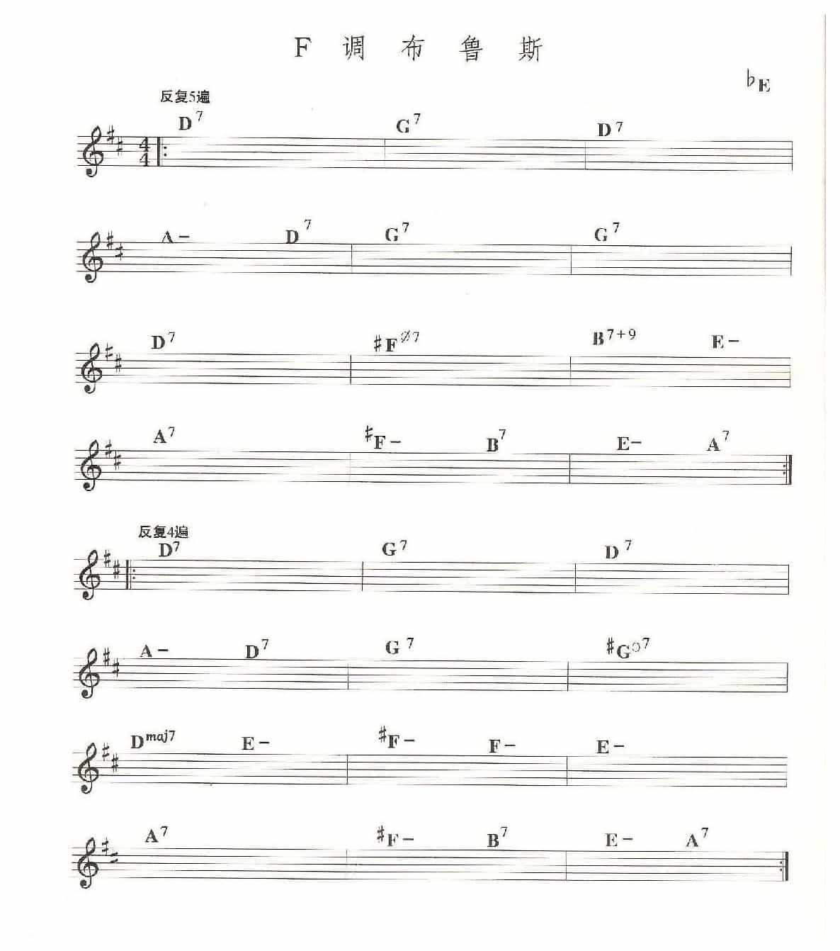 萨克斯乐曲谱《F调布鲁斯》bB/bE