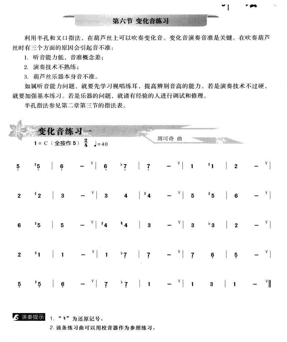 葫芦丝变化音练习1