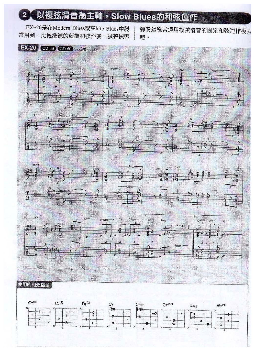 电吉他和弦教学《以复弦滑音为主轴,Slow Blues的和弦运作》蓝调/摇滚乐