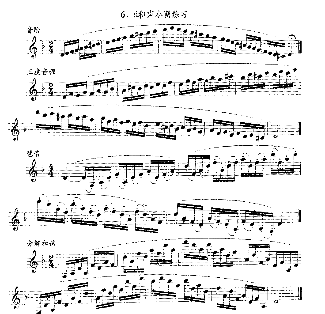 单簧管日常基础技术练习曲《d和声小调练习》