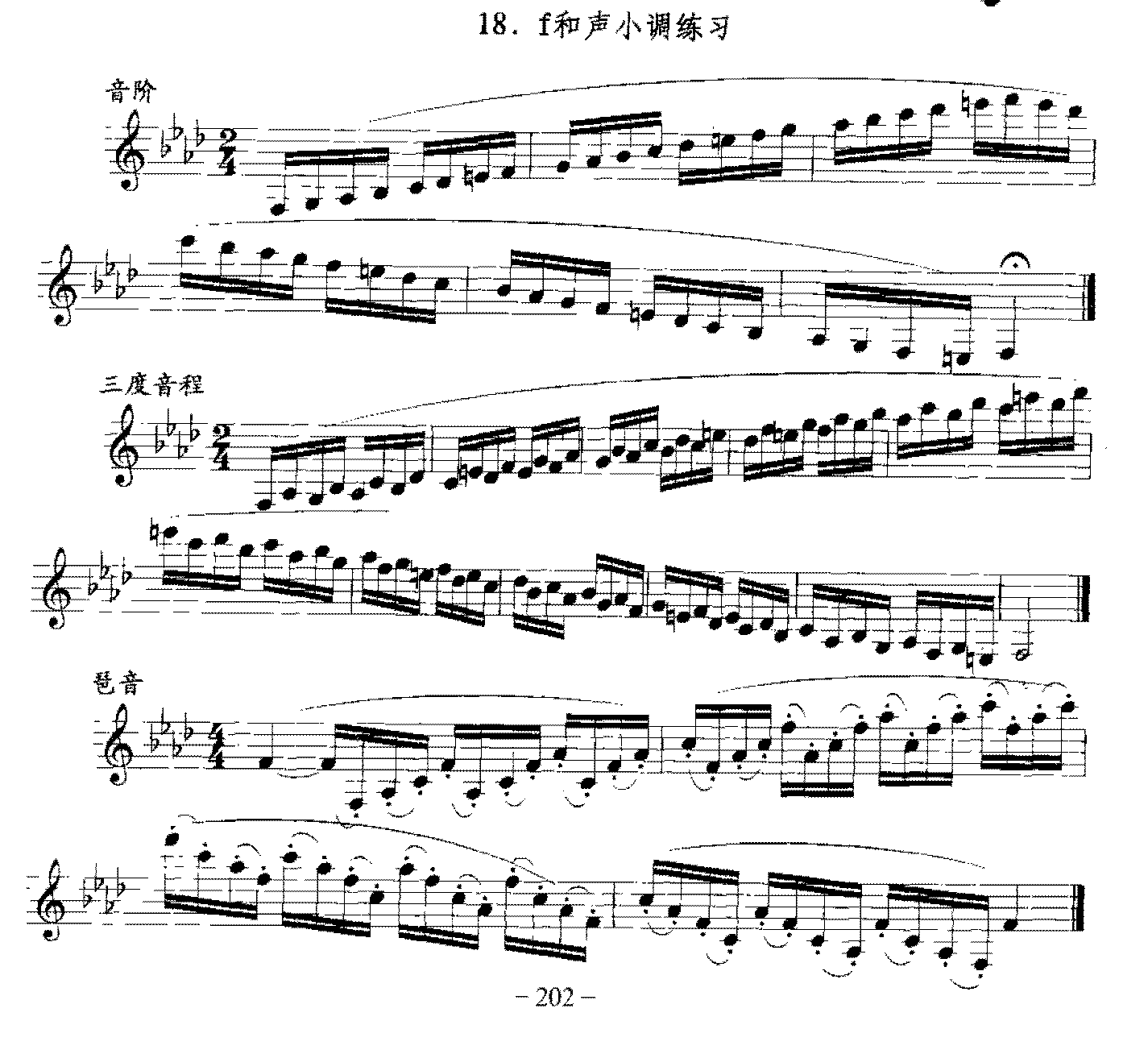 单簧管日常基础技术练习曲《f和声小调练习》