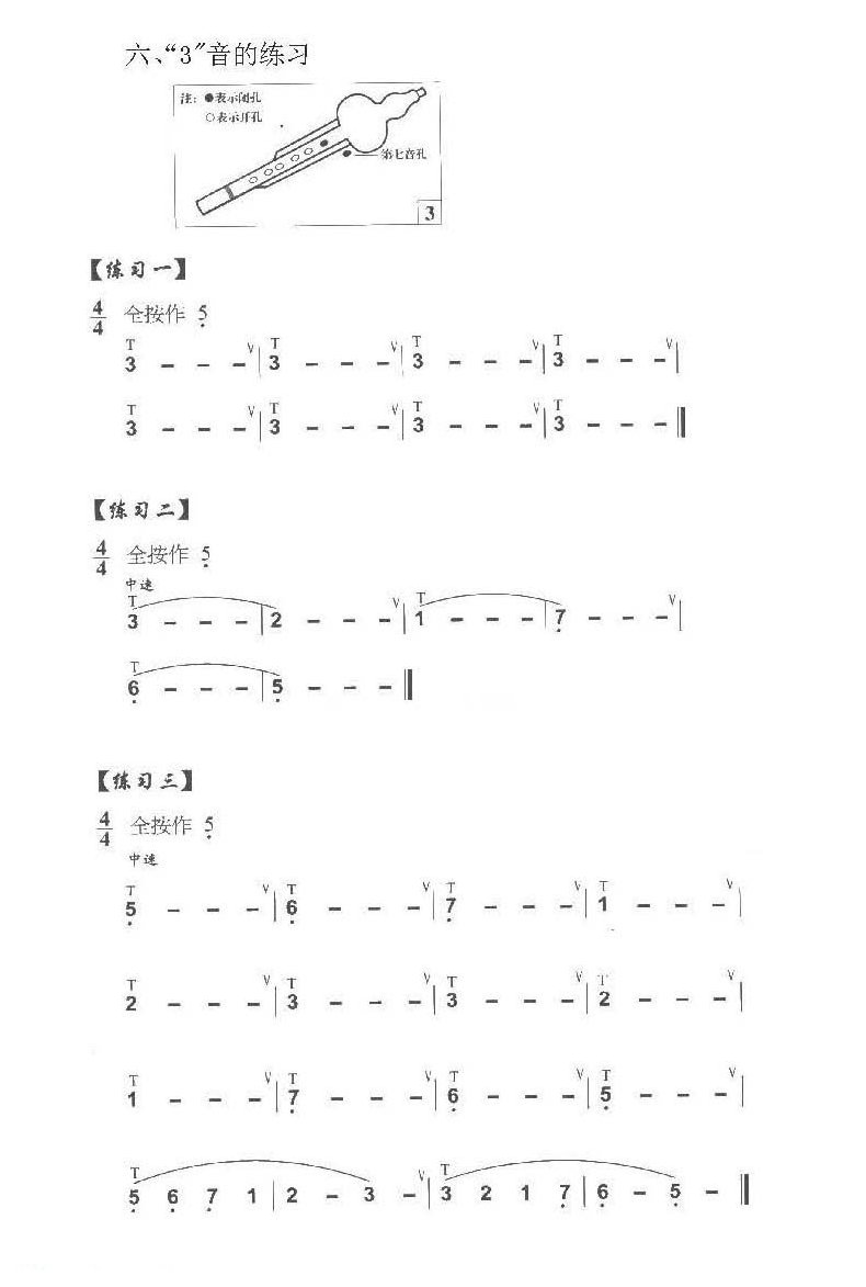 巴乌入门练习《巴乌“3”音的练习》