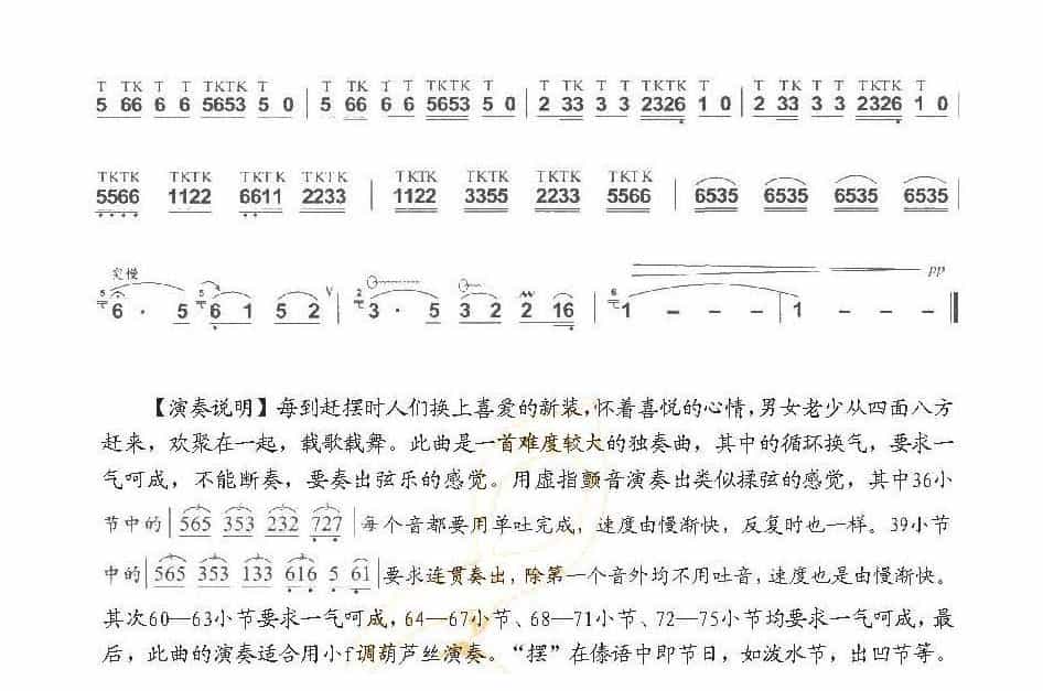 巴乌中高级乐曲《赶 摆》尹懋全/哏德全曲