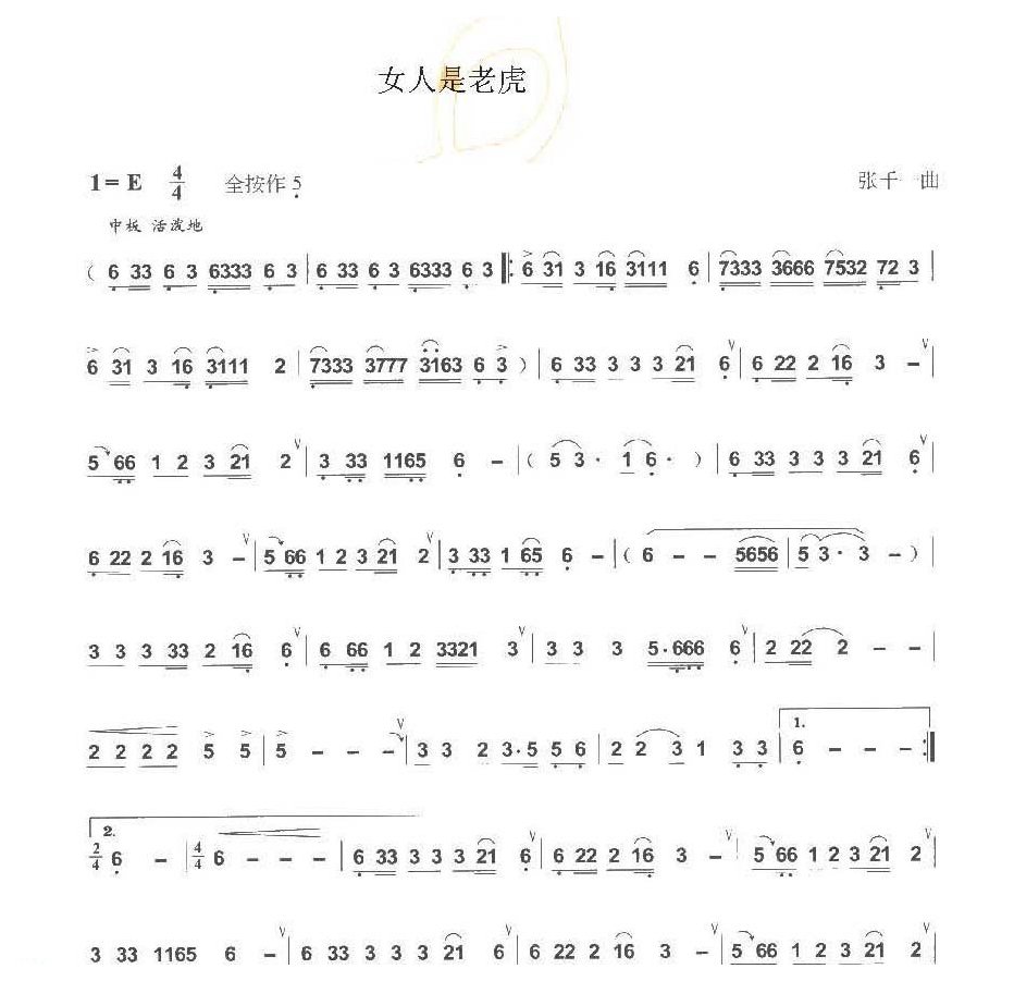 巴乌通俗乐曲《女人是老虎》张千一曲
