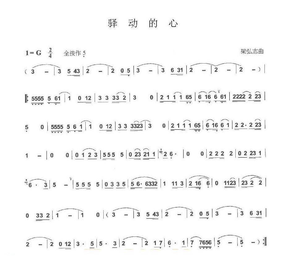 巴乌通俗乐曲《驿动的心》梁弘志曲