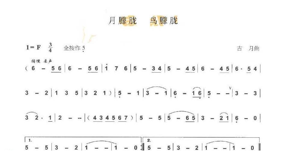 巴乌通俗乐曲《月朦胧鸟朦胧》古 月曲