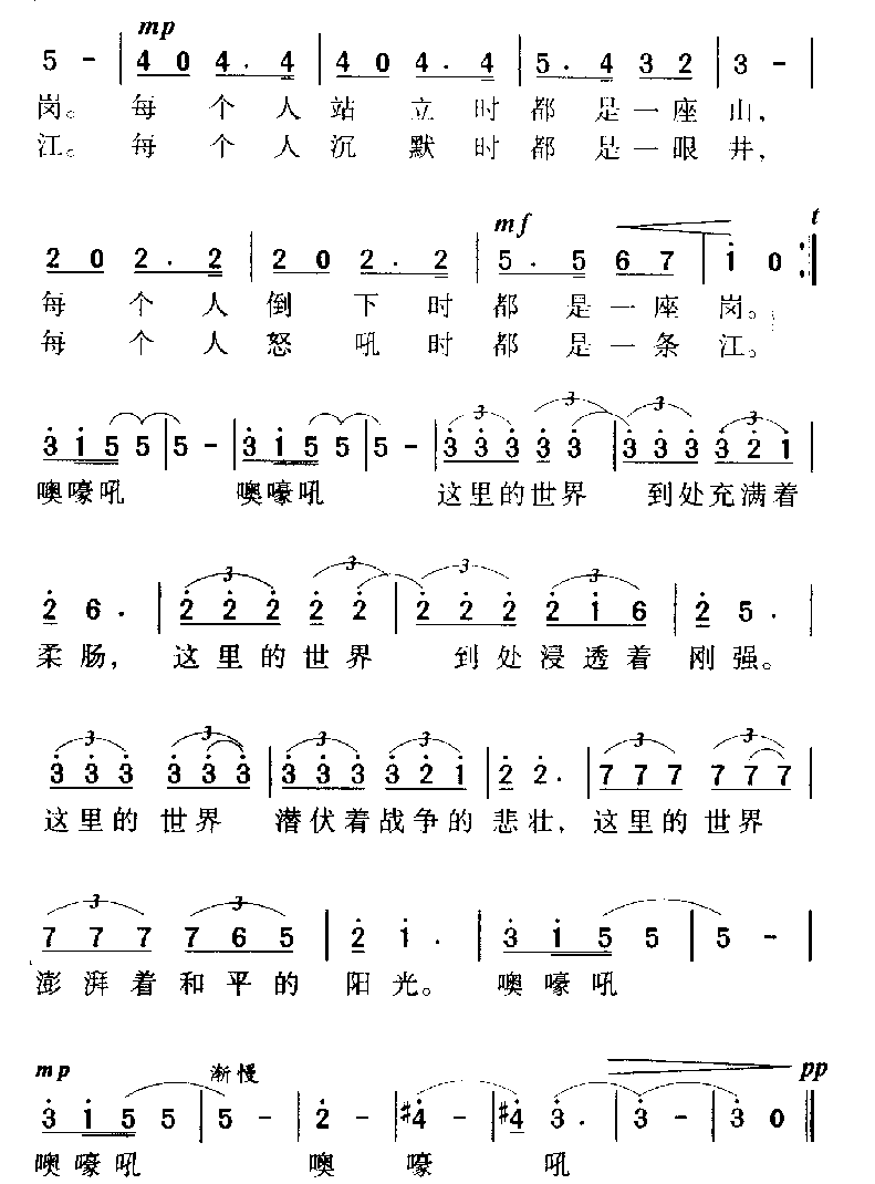 军歌乐谱【军人的世界】
