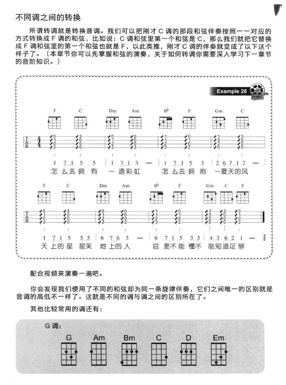 尤克里里演奏和弦方法
