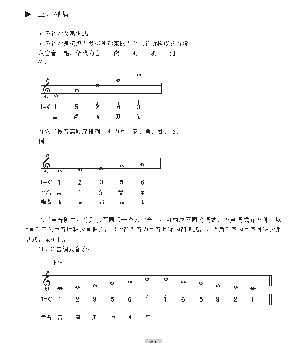 《视唱》五声音阶及其调式