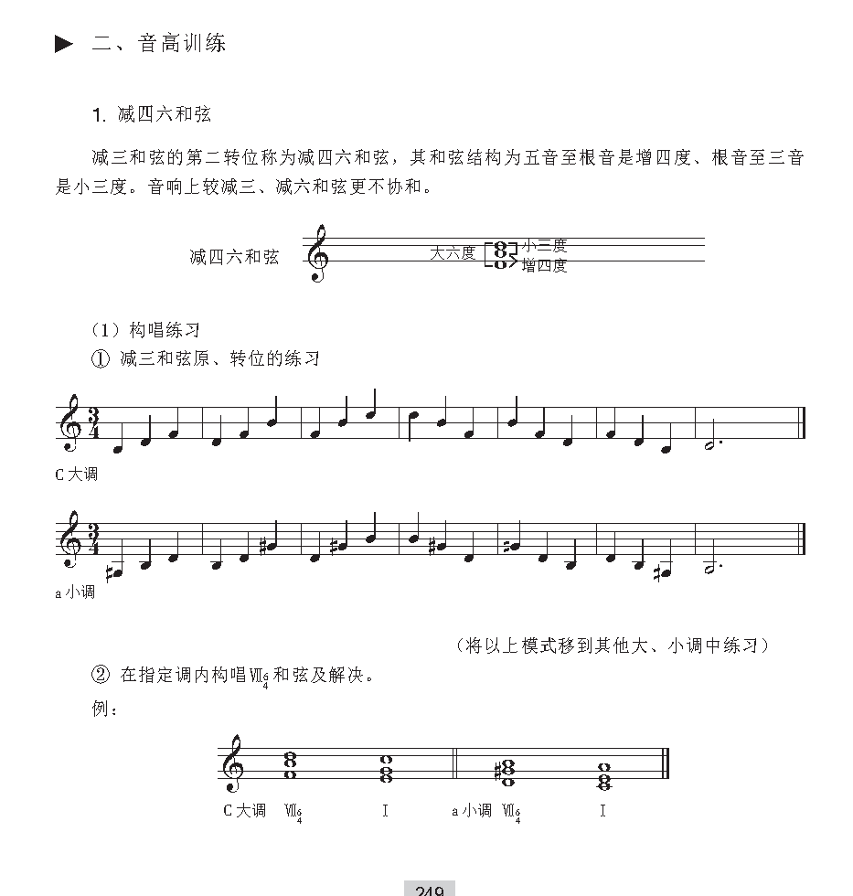 《音高训练》减四六和弦与旋律的模唱与记忆