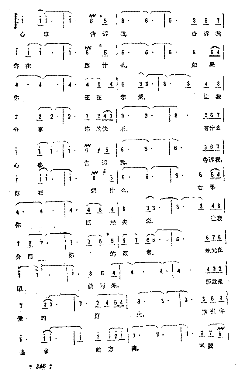 简谱《心事》（台湾)孙仪 词/汤尼 曲