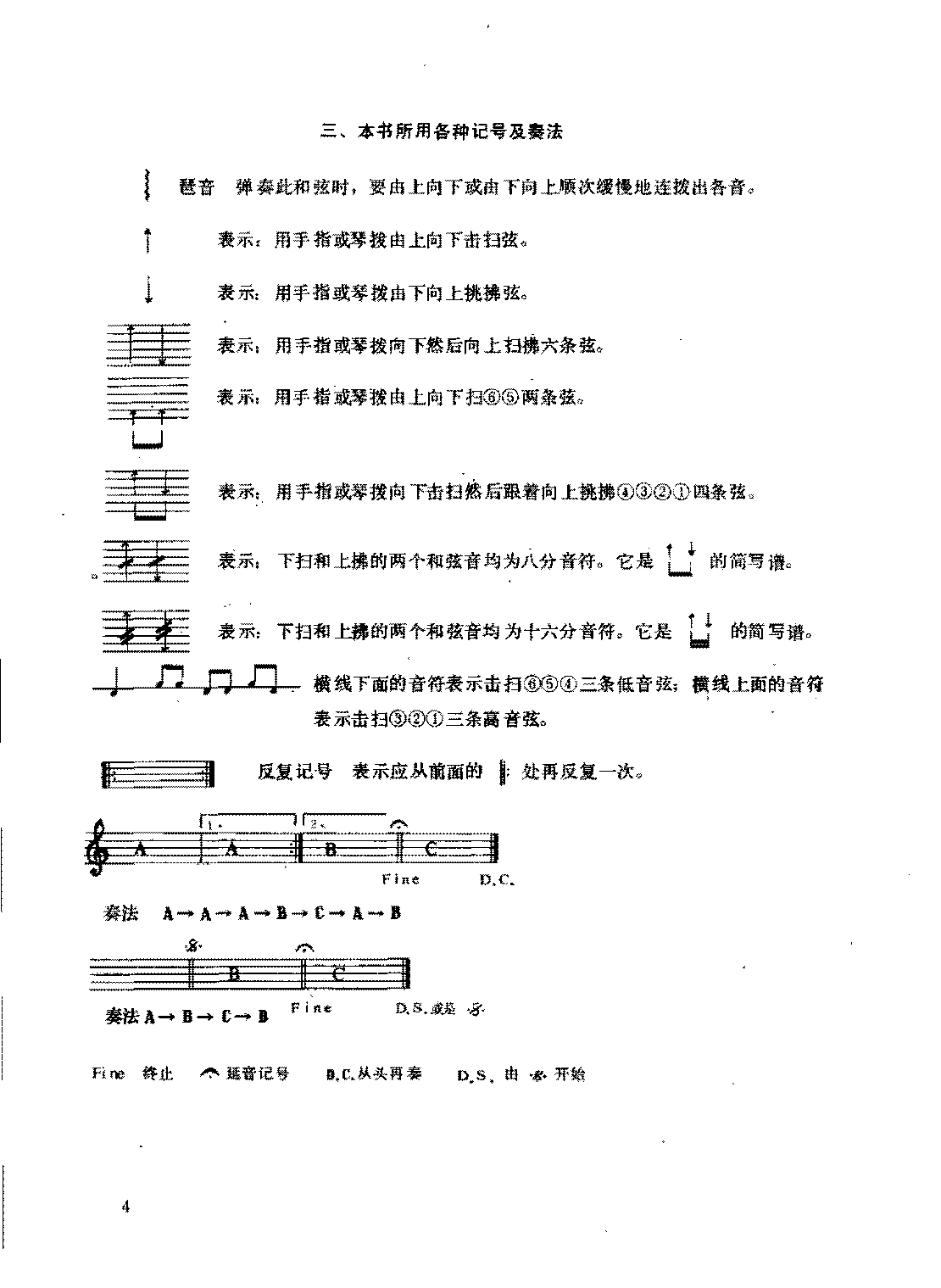 吉他乐谱知识及演奏说明