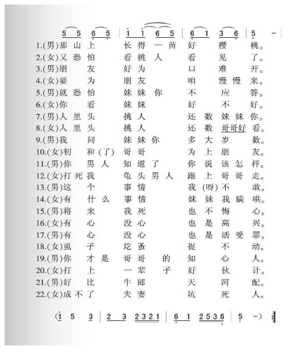 二人抬《打樱桃》简谱