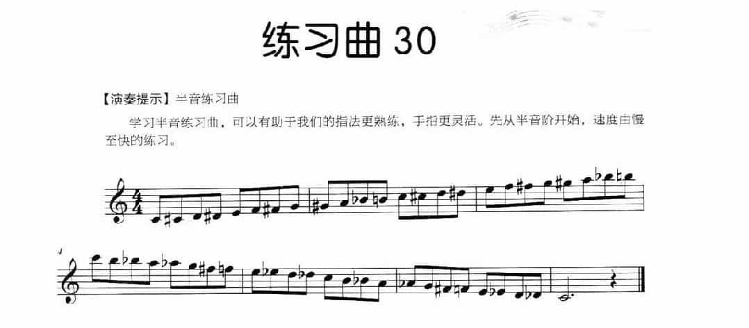 长笛独奏练习曲30《半音练习曲》附演奏提示