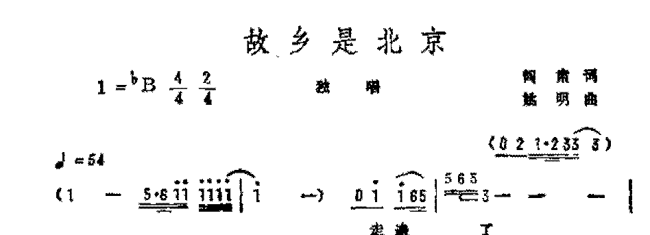 抒情歌曲简谱《故乡是北京》