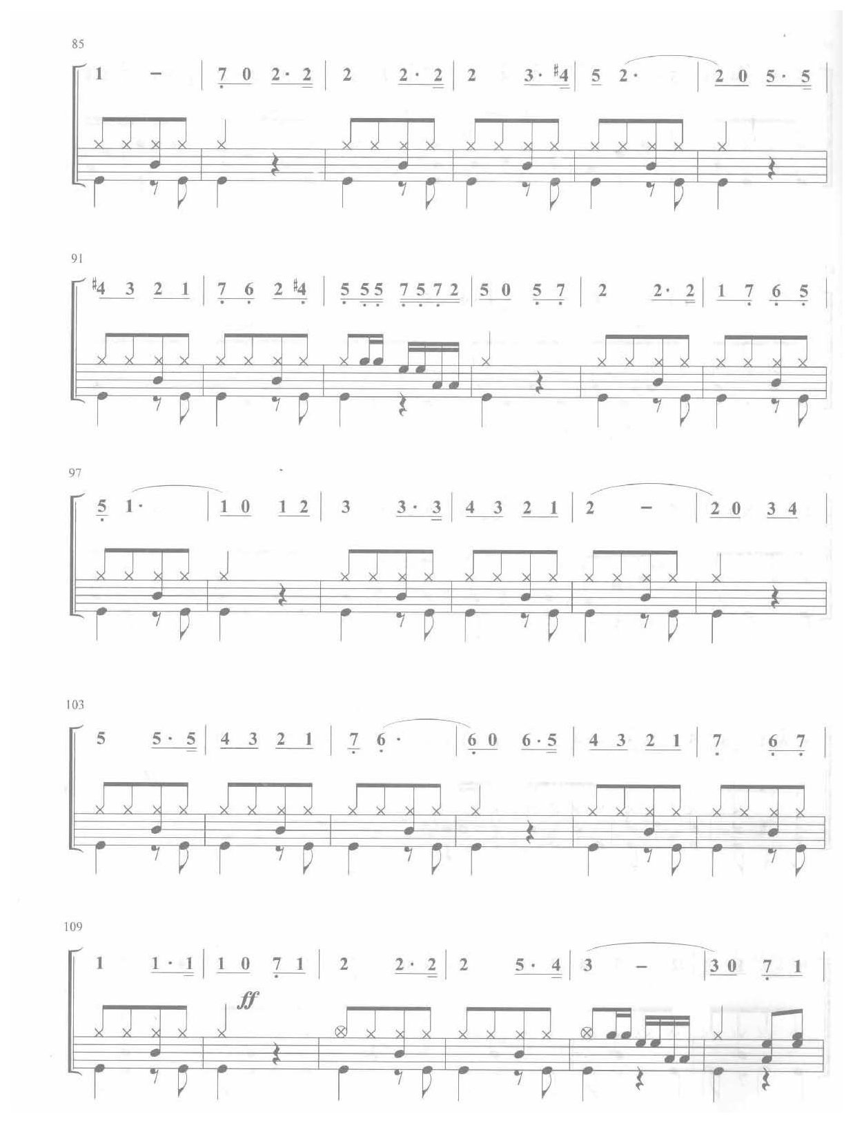 爵士鼓独奏乐曲谱《美国巡逻兵进行曲 五鼓》米切姆 作曲