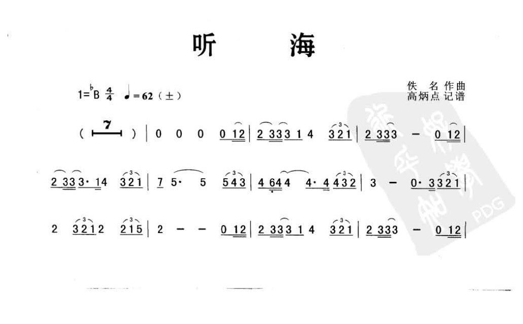 萨克斯金曲《听海》高炳点 记谱