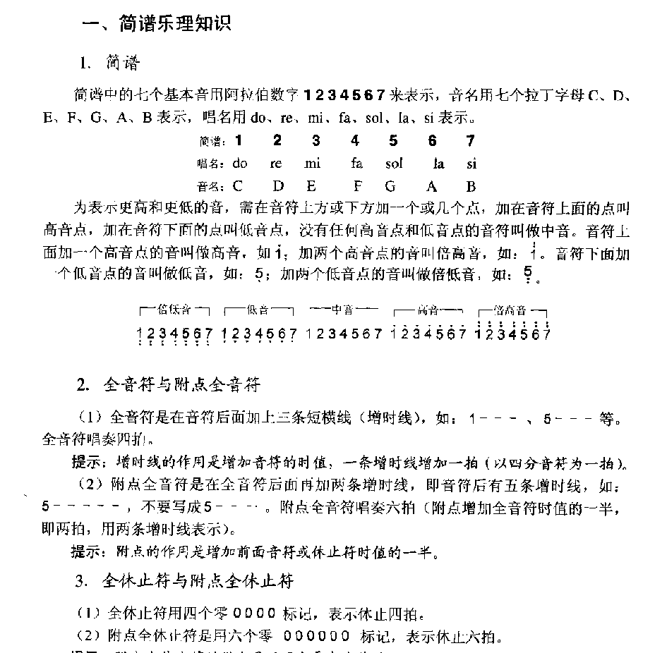 口琴中音区音阶《口琴简谱乐理知识》
