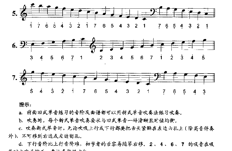 吹奏口琴各音区音阶