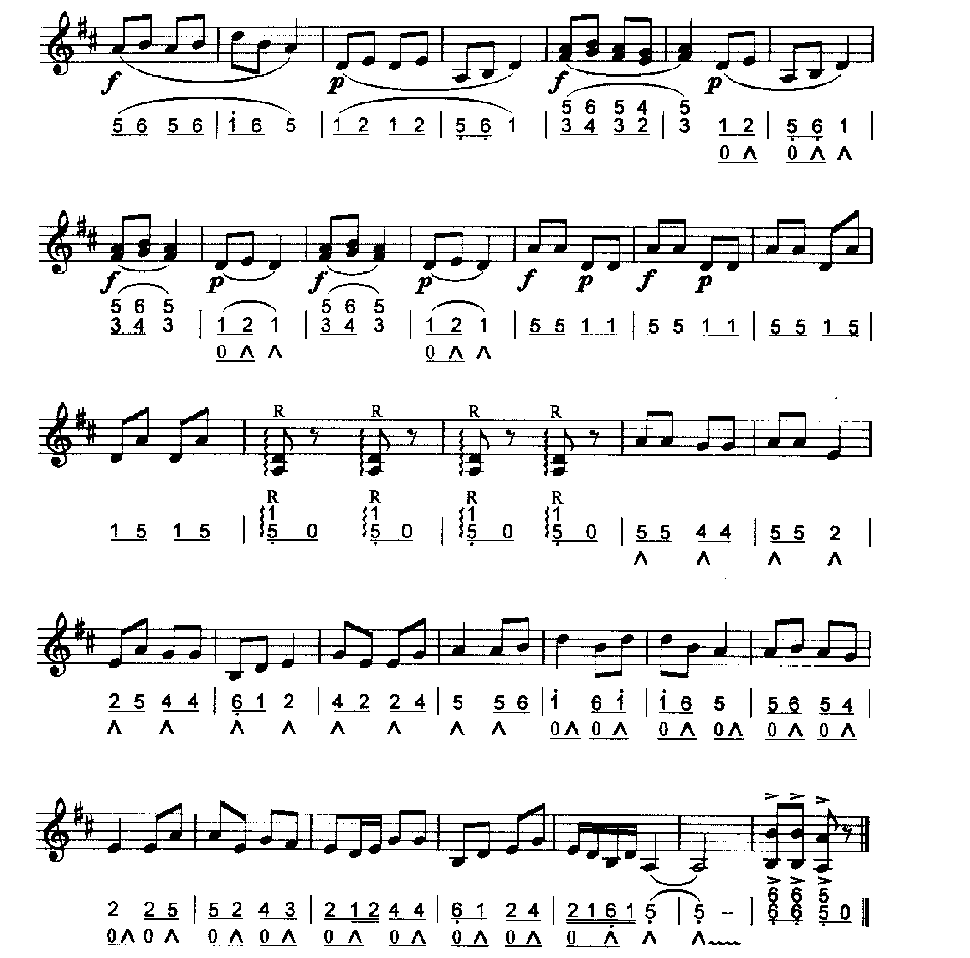 口琴简谱与五线谱对照乐谱《金蛇狂舞》聂耳 曲
