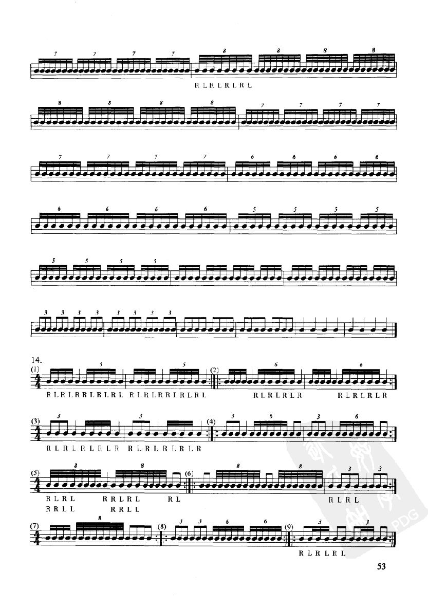 爵士鼓五级小鼓的演奏练习