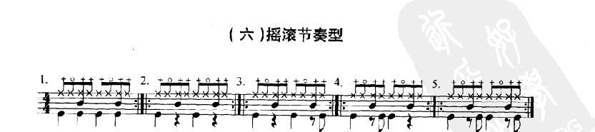 爵士鼓六级摇滚节奏型练习
