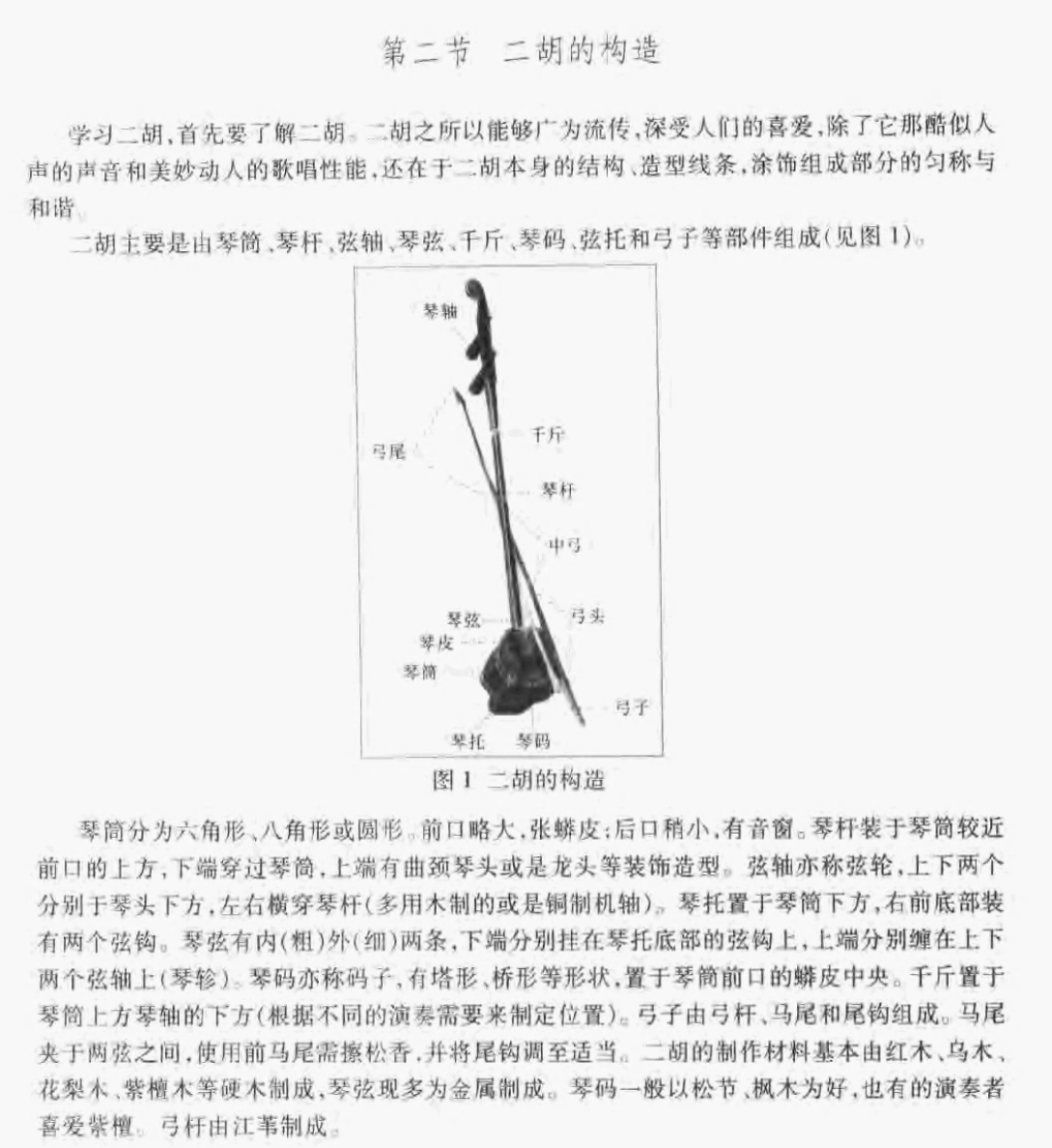 二胡概况《二胡的构造》