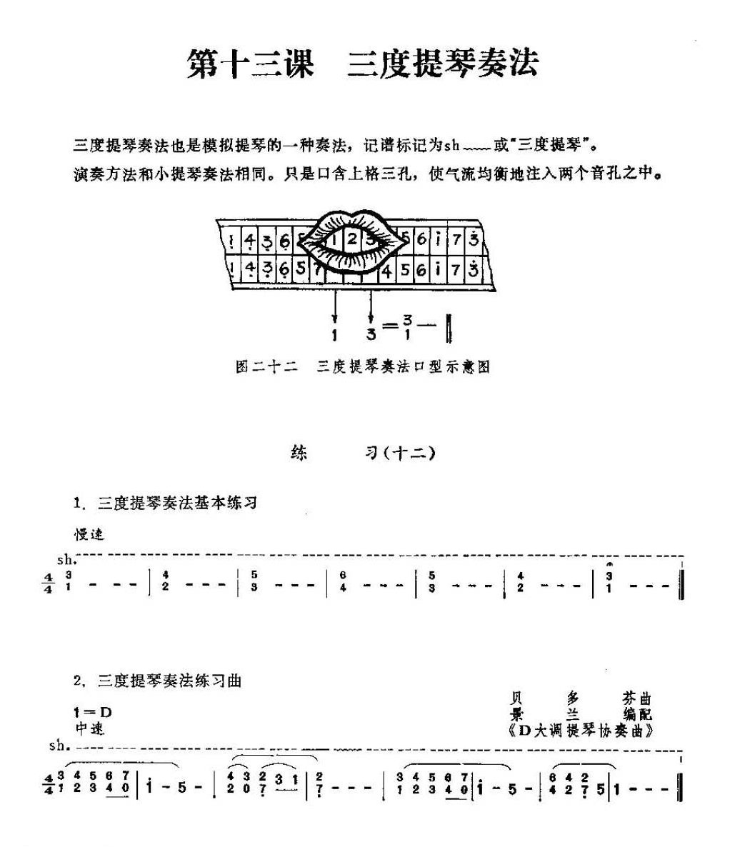 口琴三度提琴奏法与练习乐曲谱