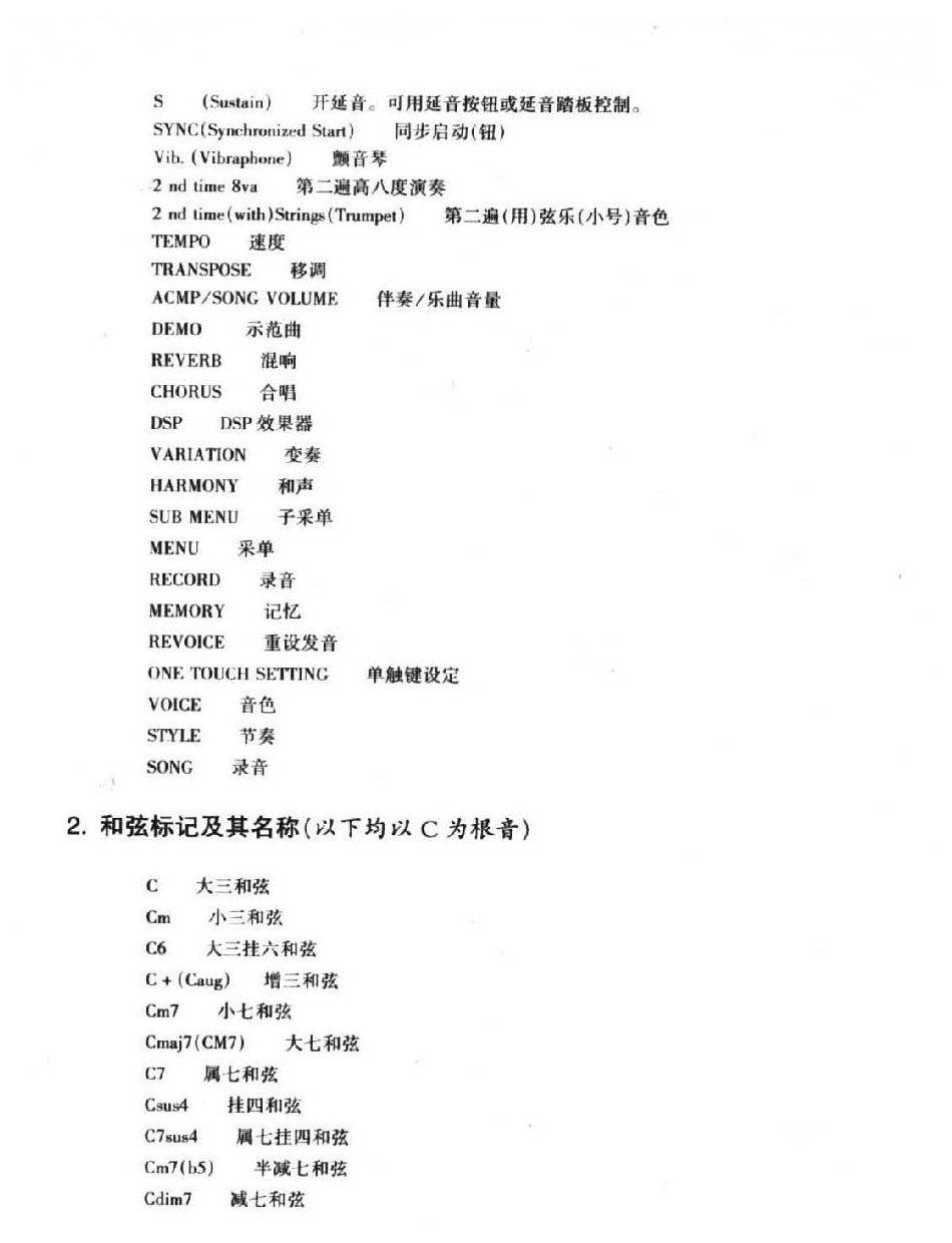 电子琴用语大全及解释