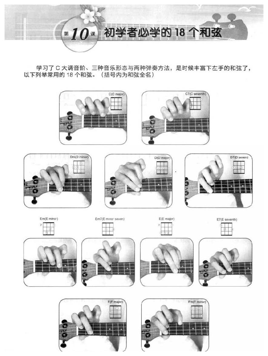 尤克里里初学者必学的18个和弦